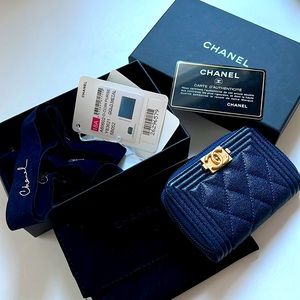 Chanel Boy coin zip around purse